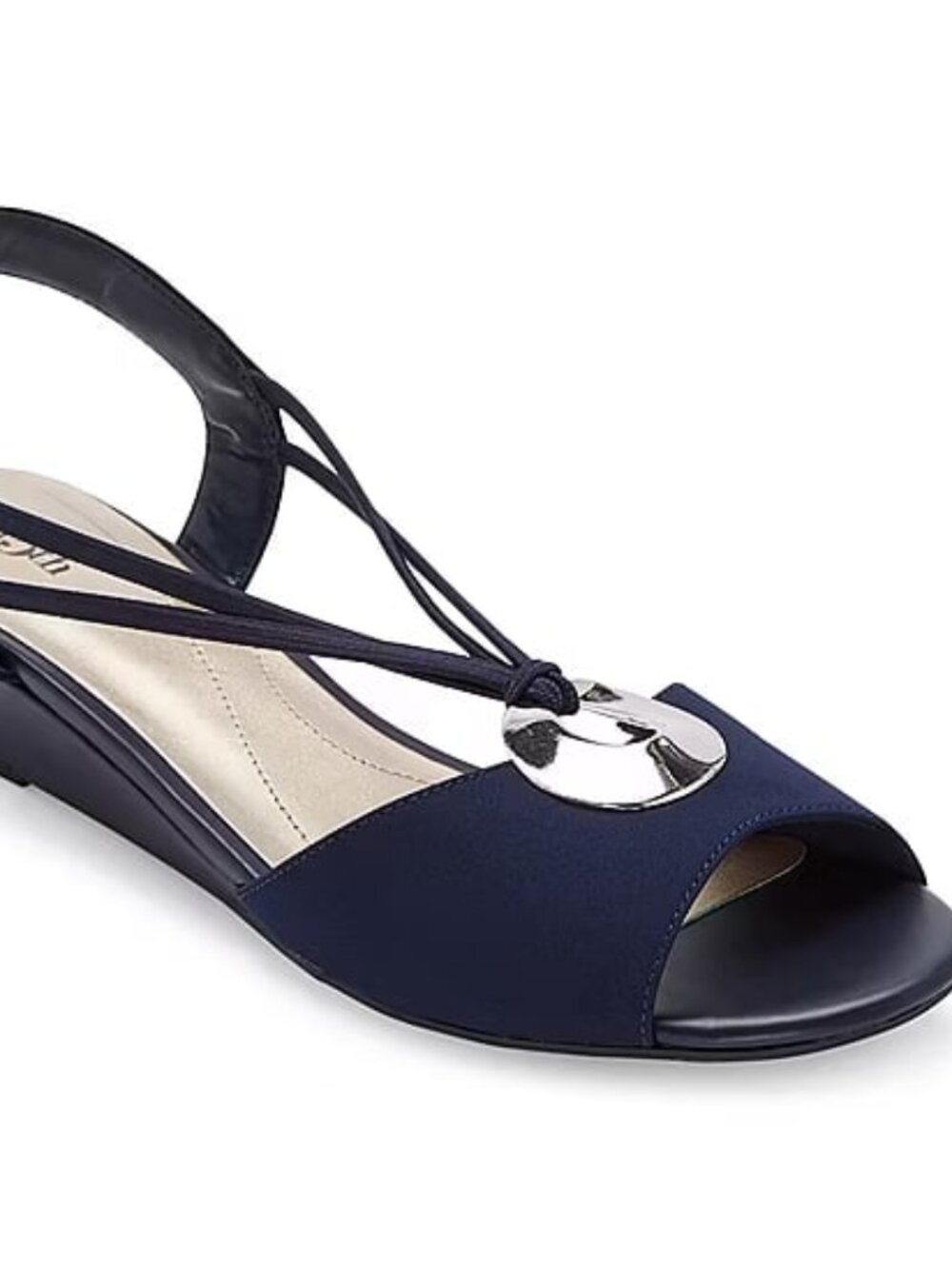 Women's Navy Slingback Sandals with Silver Accent - East 5th Size 12